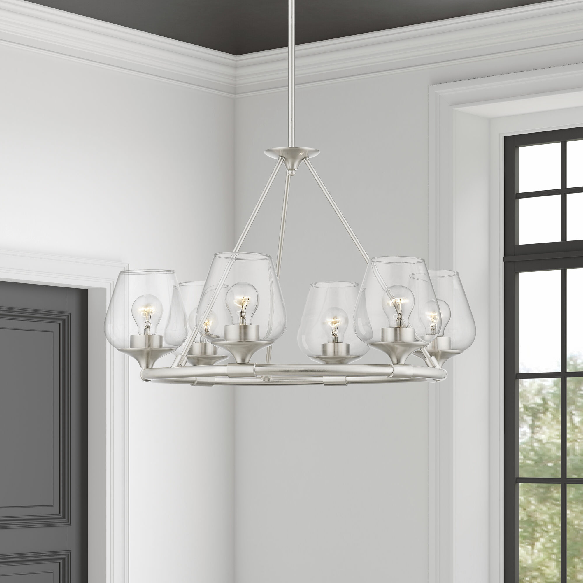 Willow 6 Light 26 inch Brushed Nickel Chandelier Ceiling Light