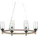 Hightider 6 Light 36 inch Natural and Clear and French Black Chandelier Ceiling Light