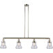 Franklin Restoration Bellmont LED 50.88 inch Polished Nickel Island Light Ceiling Light in Seedy Glass, Franklin Restoration