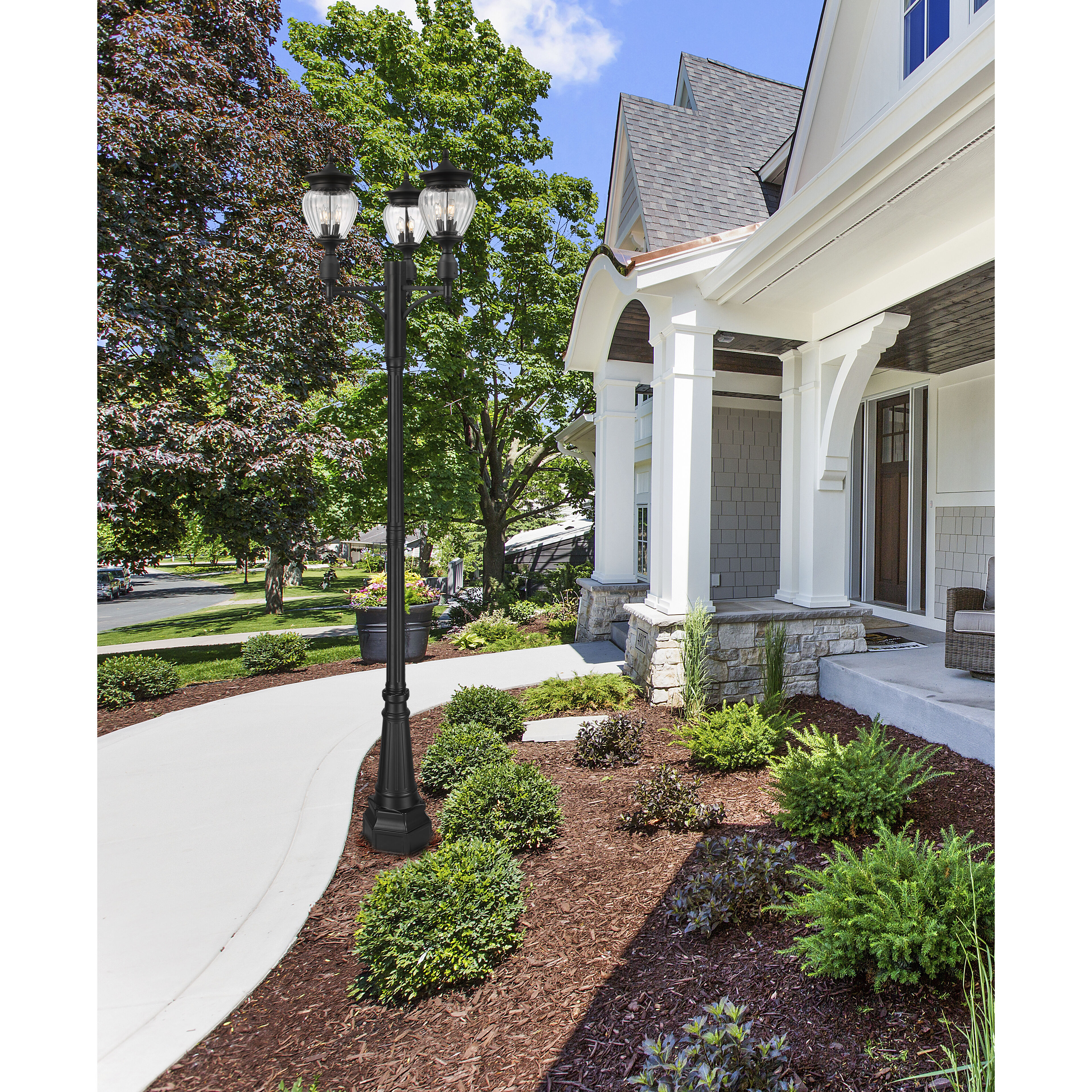 Davina 3 Light 115.25 inch Black Outdoor Post Mounted Fixture in G9