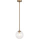 Novo 1 Light 7.88 inch Aged Gold Brass Chandelier Ceiling Light in Aged Gold Brass and Clear