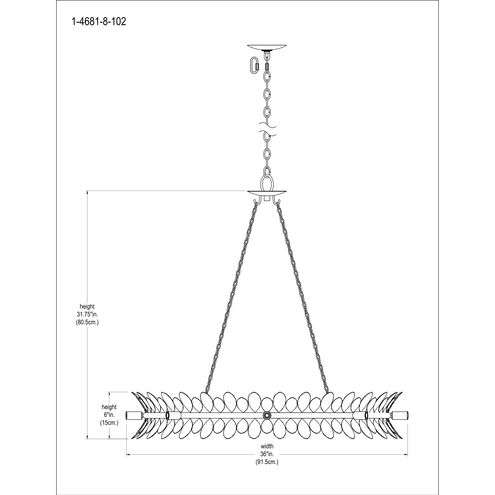 Heiress 8 Light 36 inch Patinated Bronze Chandelier Ceiling Light