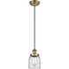 Ballston Small Bell 1 Light 5 inch Brushed Brass Mini Pendant Ceiling Light in Clear Glass
