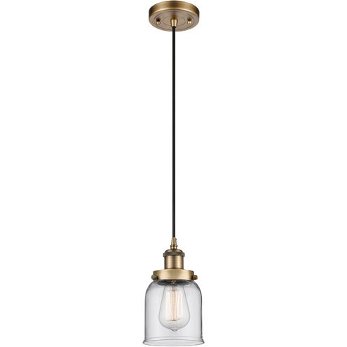 Ballston Small Bell 1 Light 5 inch Brushed Brass Mini Pendant Ceiling Light in Clear Glass
