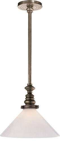 Visual Comfort Studio Sandy Chapman Boston Pendant in Antique Nickel with White Glass Slant Shade SL5125AN-WG1 - Open Box