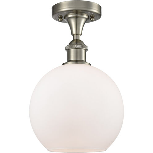 Ballston Athens 1 Light 8 inch Brushed Satin Nickel Semi-Flush Mount Ceiling Light in Matte White Glass, Ballston