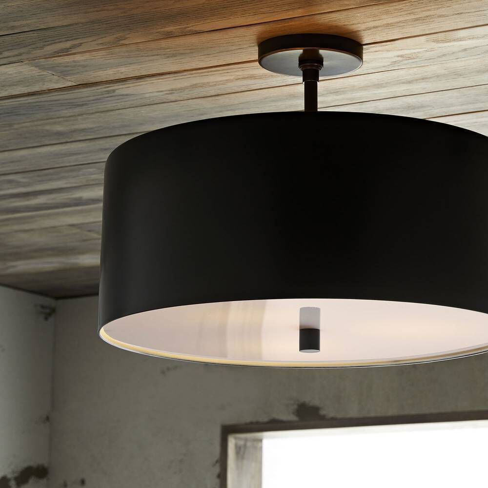 Tarbell 3 Light 19.5 inch Bronze Semi-Flush Mount Ceiling Light, Essential Lighting