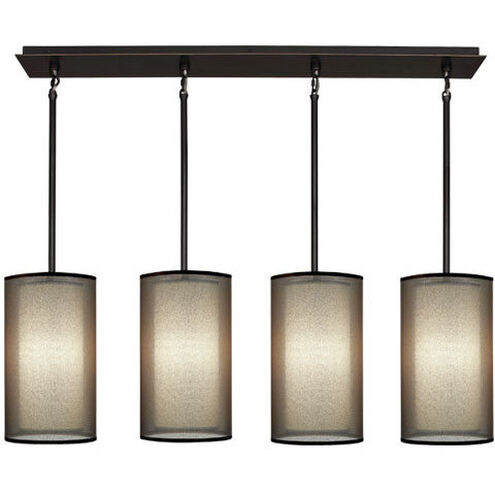 Saturnia 4 Light 8 inch Deep Patina Bronze Chandelier Ceiling Light in Bronze Transparent With Ascot White