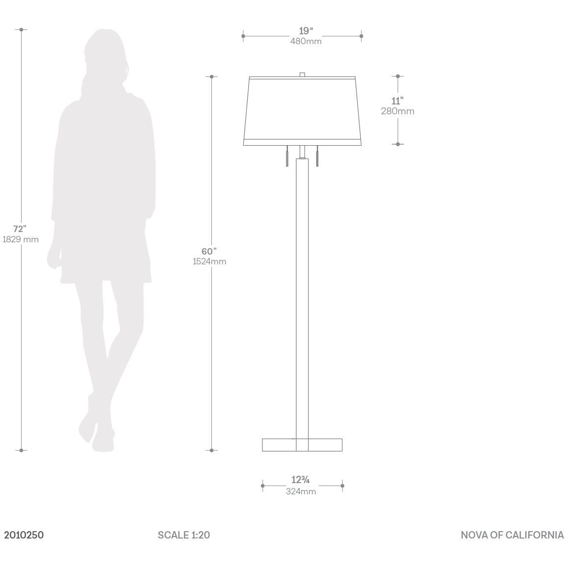 Swiss Cross 60 inch 23.00 watt Dark Walnut and Weathered Brass Floor Lamp Portable Light