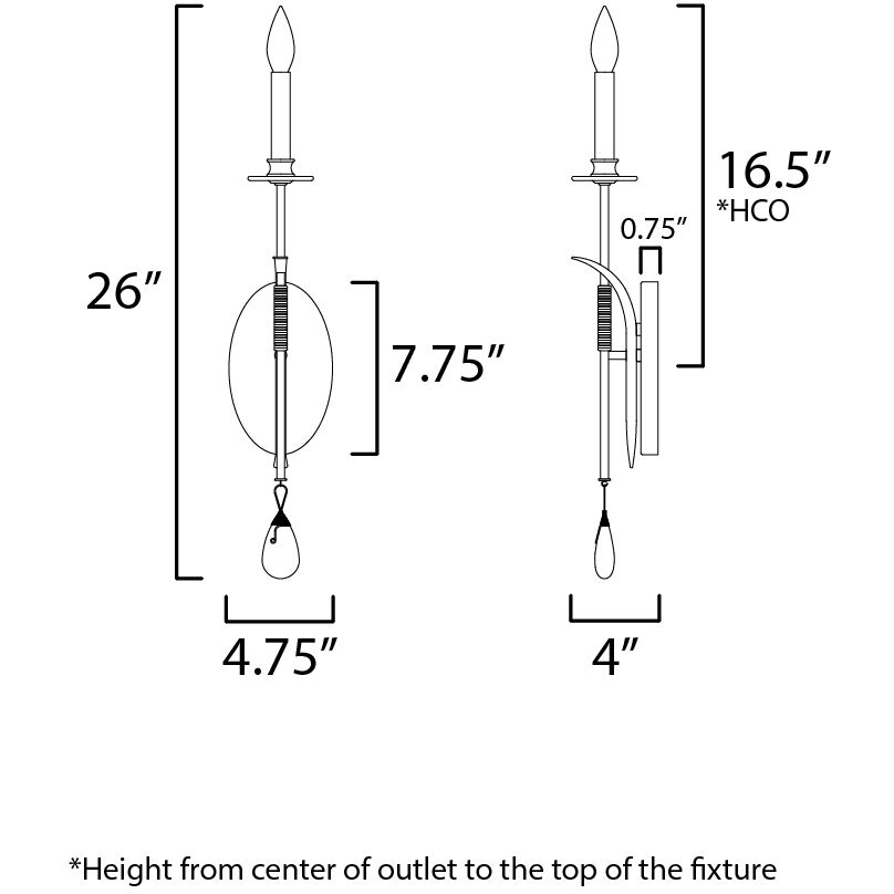 Eden 1 Light 4.75 inch Charcoal Gold Leaf ADA Wall Sconce Wall Light