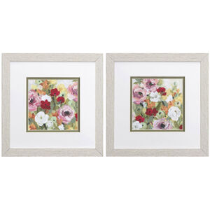 Florals Green and Pink and Yellow and Red Framed Art