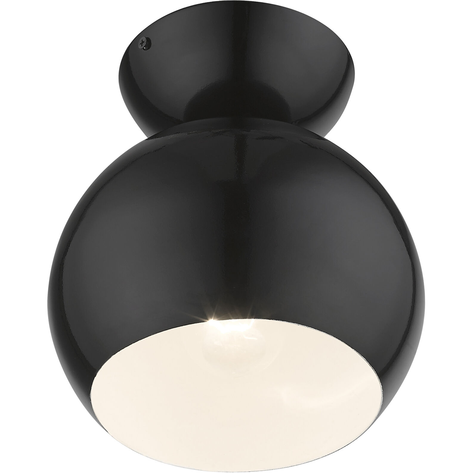 Stockton 1 Light 8 inch Shiny Black Semi-Flush Ceiling Light, Globe