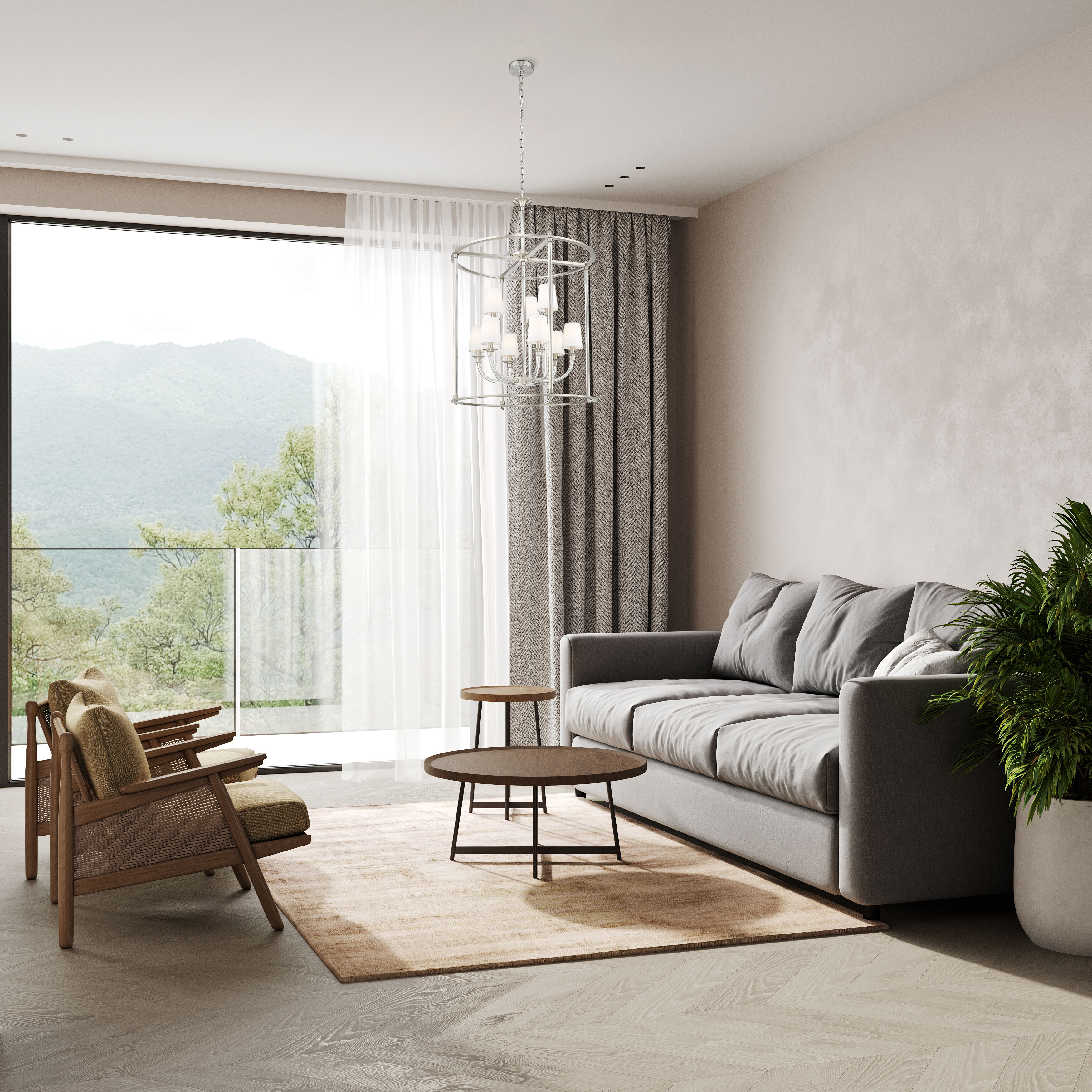 Katerina 9 Light 28 inch Brushed Nickel Chandelier Ceiling Light