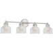 Transitional 4 Light 32 inch Brushed Nickel Bathroom Vanity Light Wall Light