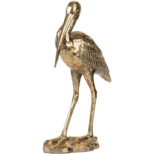 Standing Crane Antique Gold Figurine