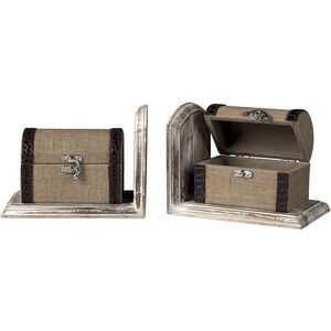 Travellers Trunk Brown with Linen Ornamental Accessory, Bookends