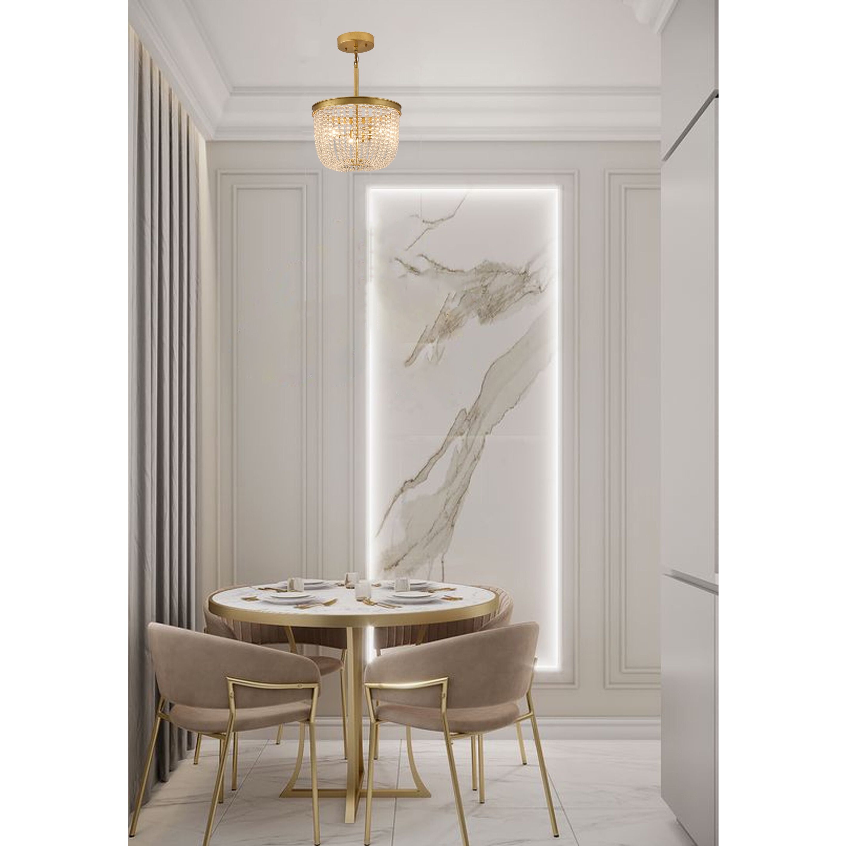 LA Series 3 Light 14 inch Chrome Semi Flush Mount Ceiling Light