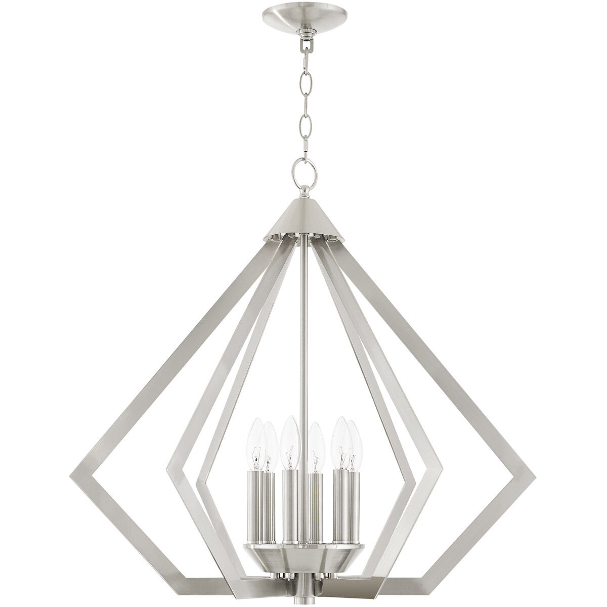 Prism 6 Light 26 inch Brushed Nickel Chandelier Ceiling Light