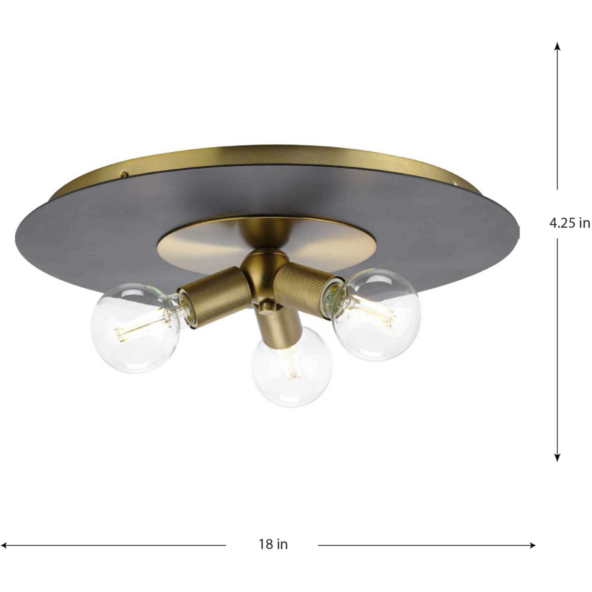 Trimble 3 Light 18 inch Brushed Bronze Flush Mount Ceiling Light, Design Series