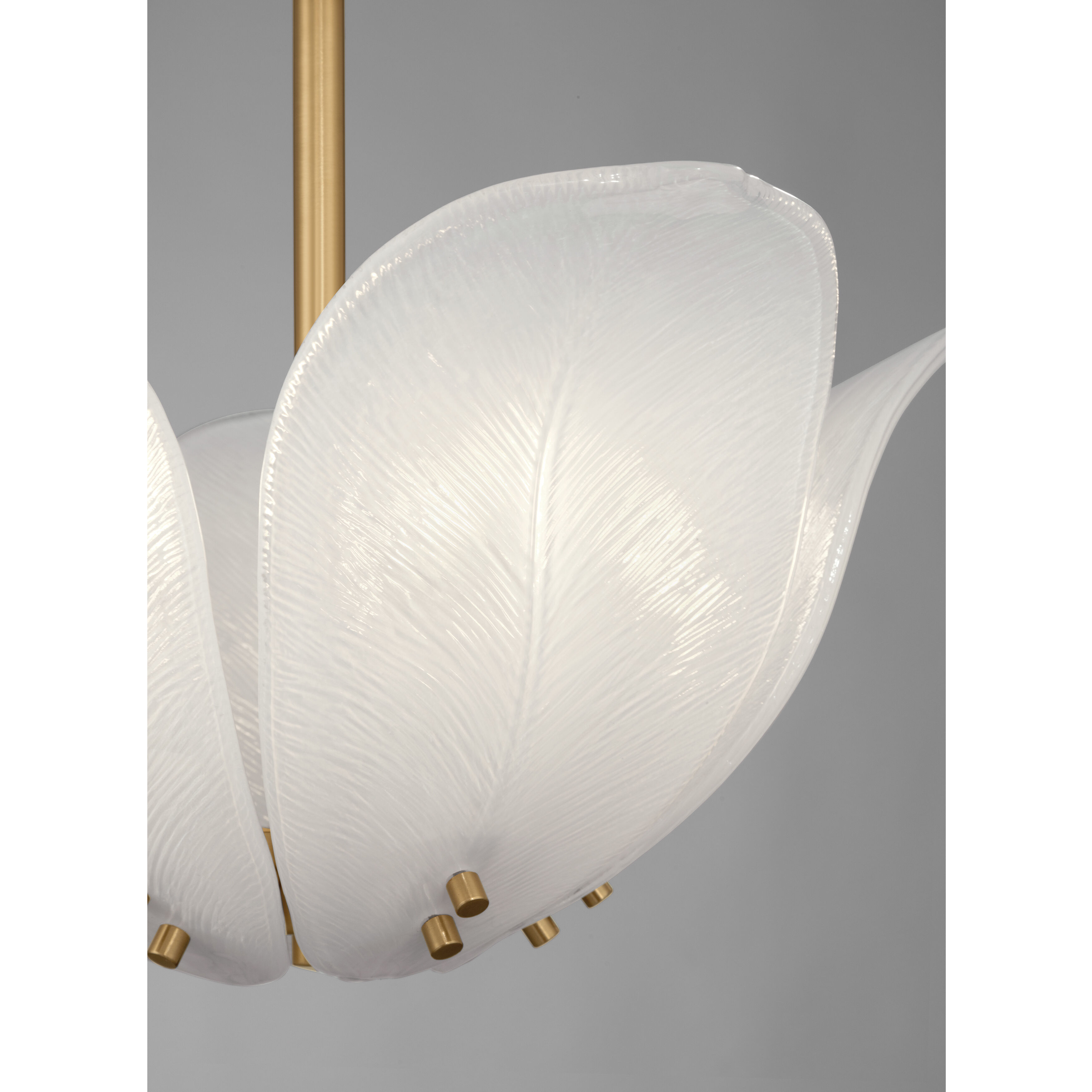 Orchid 5 Light 18 inch Legacy Brass Semi-Flush Mount Ceiling Light in White Handmade Glass