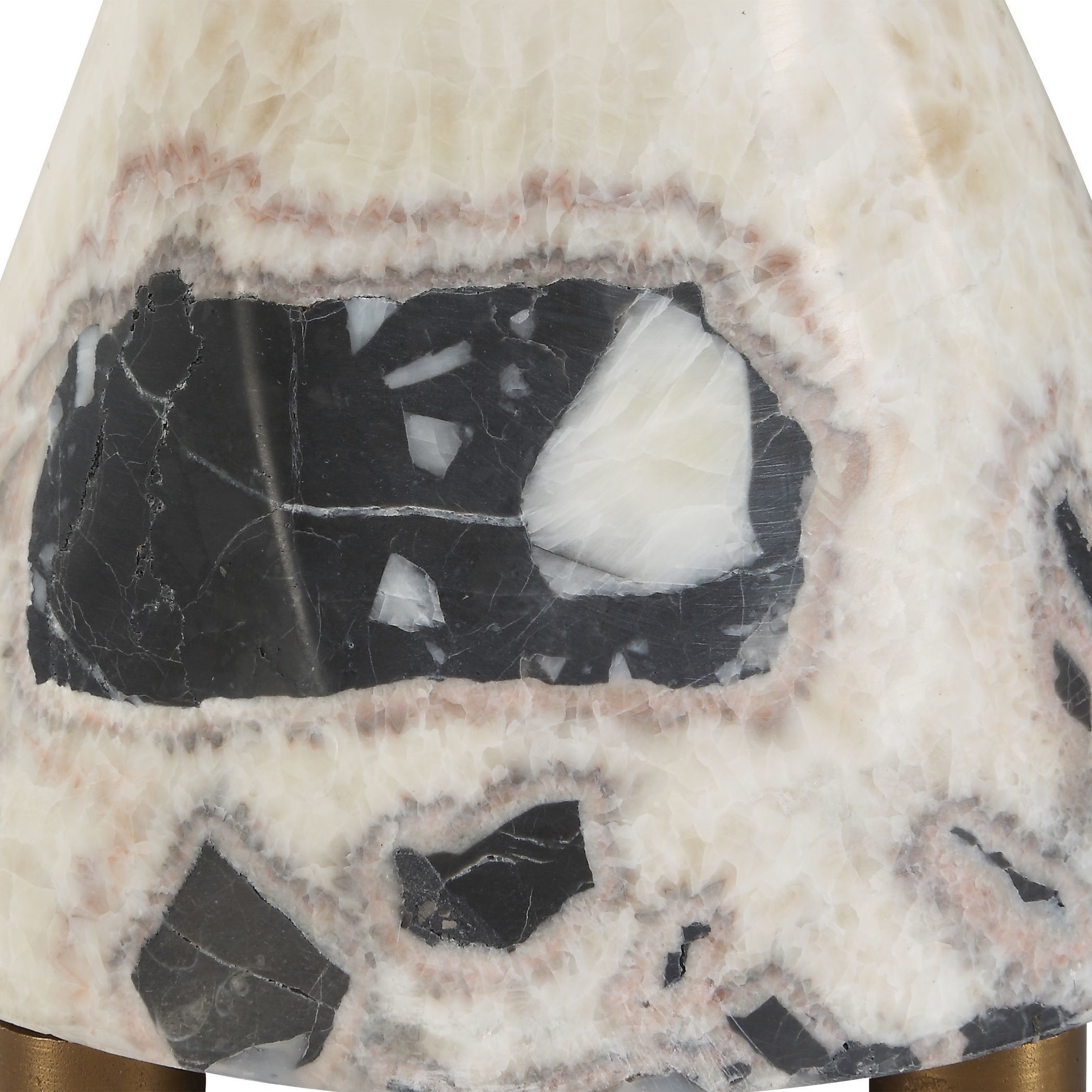 Marcela 25 inch 100.00 watt Black and White Panda Marble and Antique Brass Buffet Lamp Portable Light