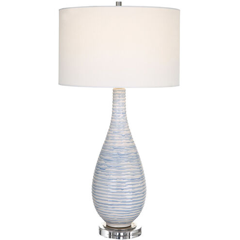 Clariot 32 inch 150.00 watt Blue and White Glaze with Polished Nickel Table Lamp Portable Light