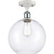 Ballston Large Athens LED 10 inch White and Polished Chrome Semi-Flush Mount Ceiling Light in Clear Glass, Ballston