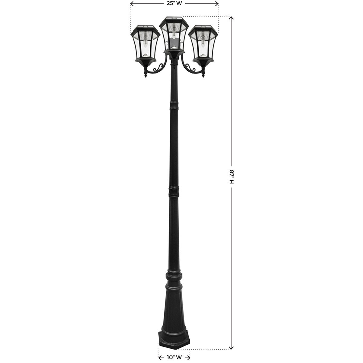 Victorian LED 87 inch Black Lamp Post Set, Solar