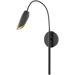Bowery LED 5 inch Black with Banker Brass Indoor Wall Sconce Wall Light