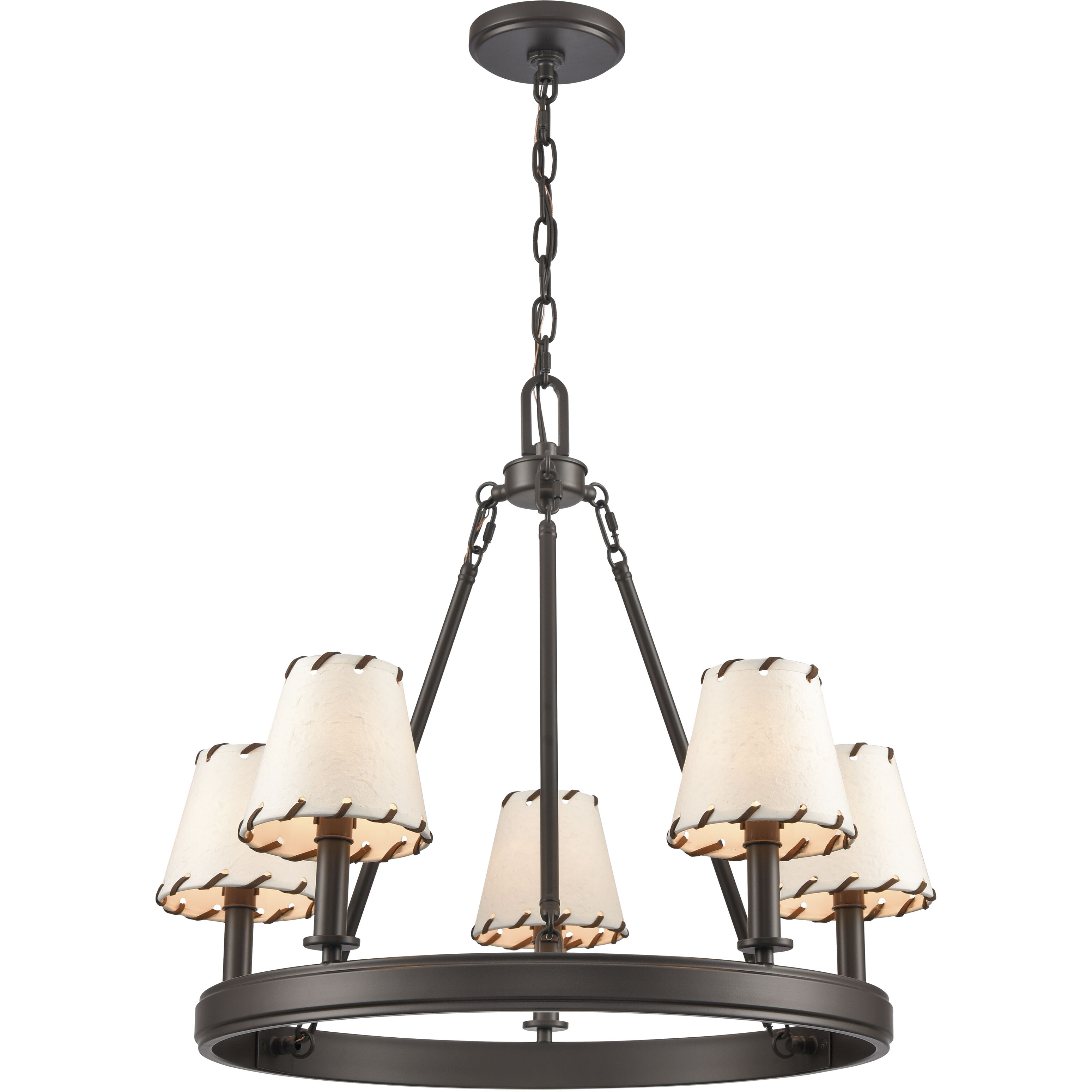 Marion 5 Light 24.5 inch Oil Rubbed Bronze with Natural Chandelier Ceiling Light
