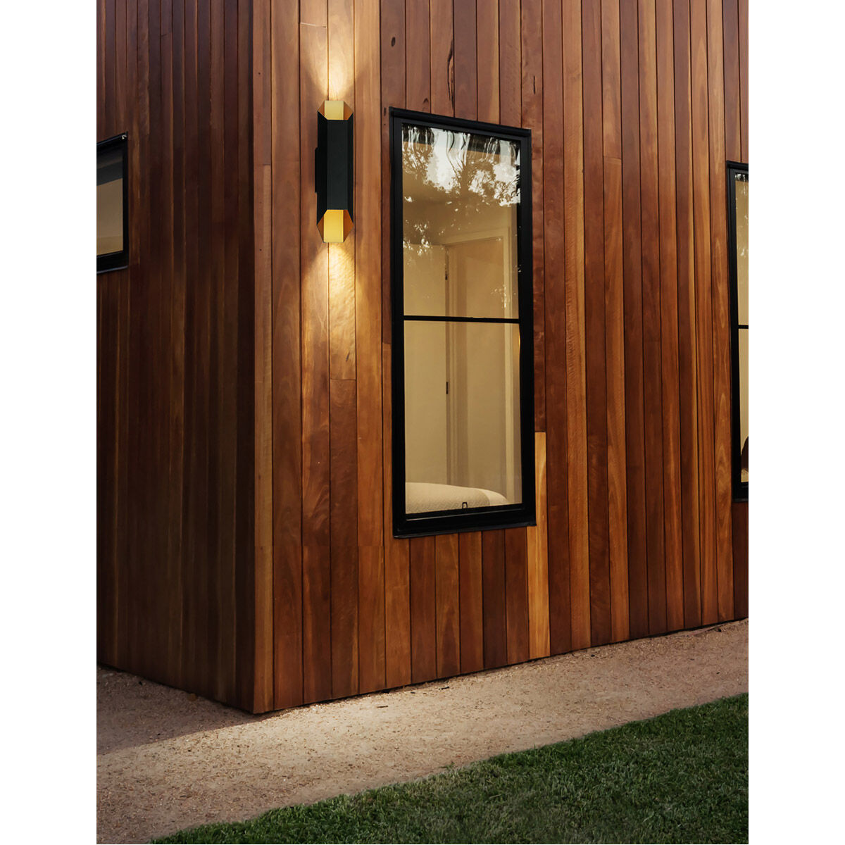 EVOLV LED 16.5 inch Matte Black Exterior with Brass Interior Outdoor Wall Sconce