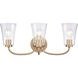 Emily 3 Light 23 inch Brushed Gold Vanity Light Wall Light