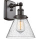 Ballston Large Cone 1 Light 8 inch Oil Rubbed Bronze Sconce Wall Light in Seedy Glass, Ballston