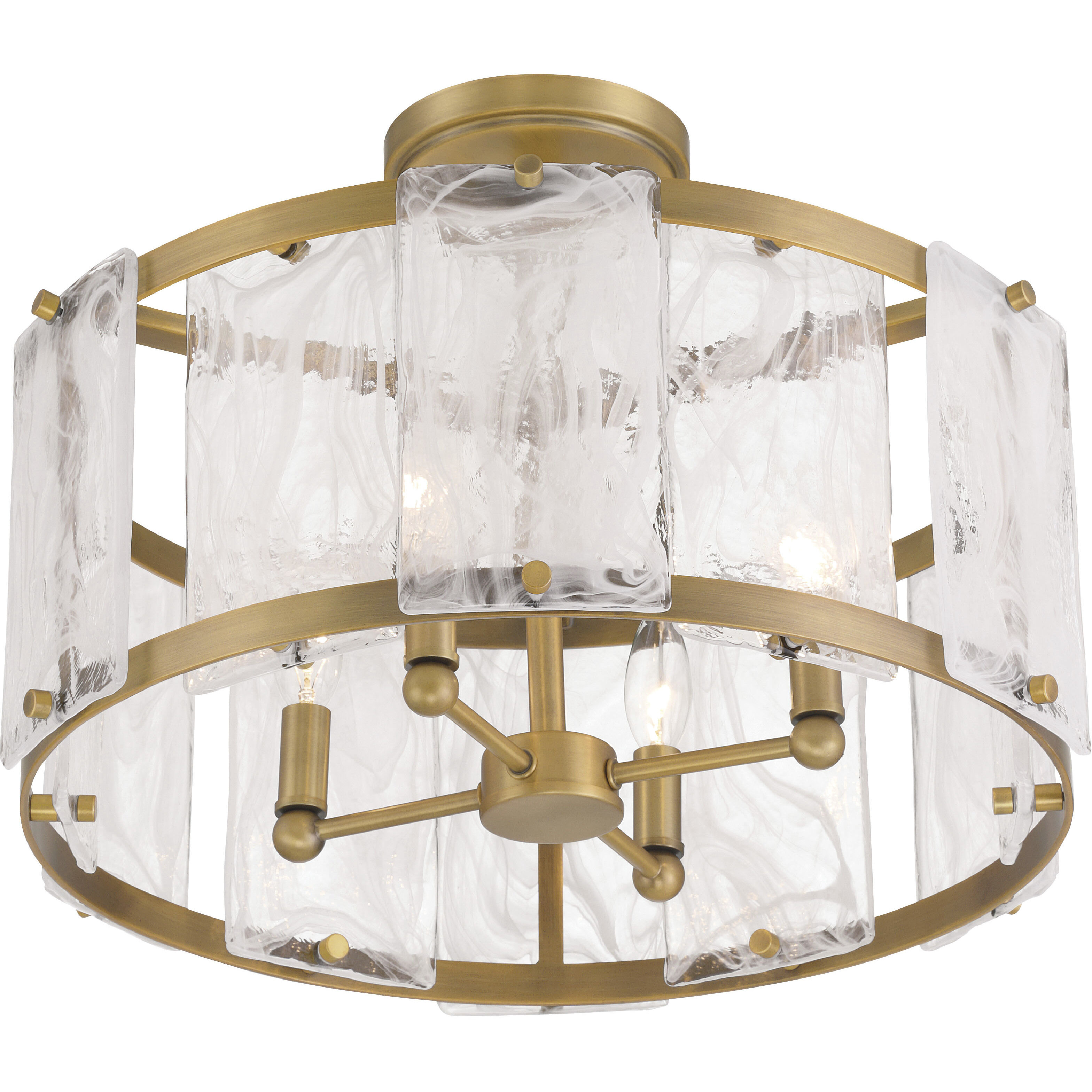 Veil 4 Light 18 inch Legacy Brass Semi Flush Ceiling Light