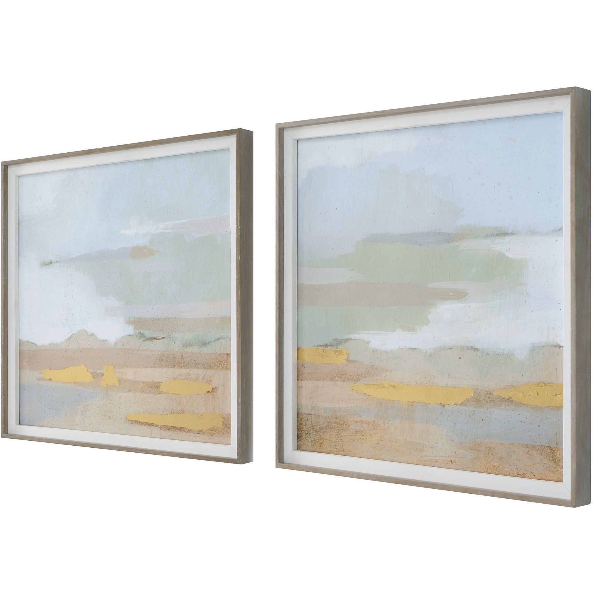 Abstract Coastline 19.5 X 19.5 inch Framed Prints, Set of 2