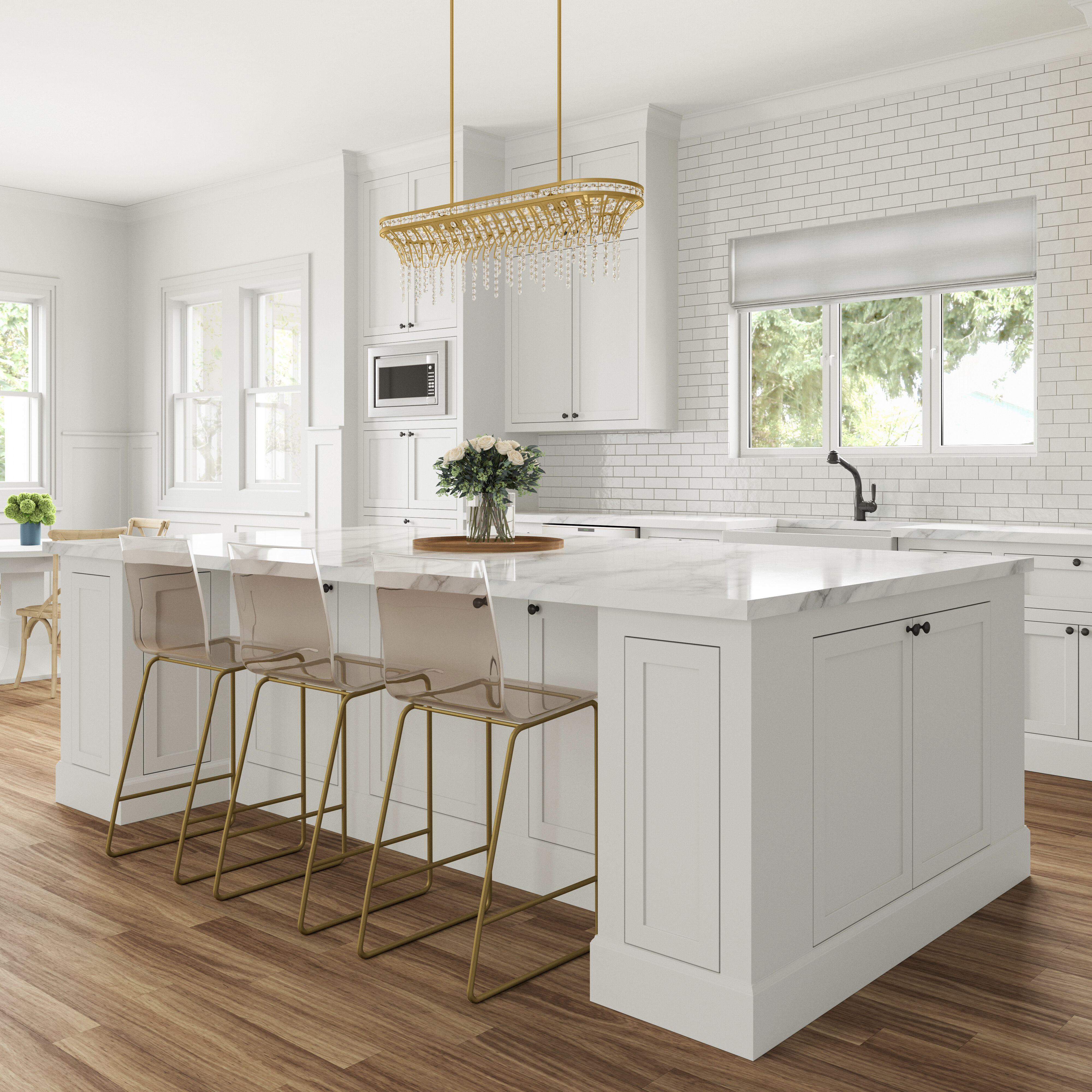 Fantania 4 Light 36 inch Champagne Gold Linear Chandelier Ceiling Light