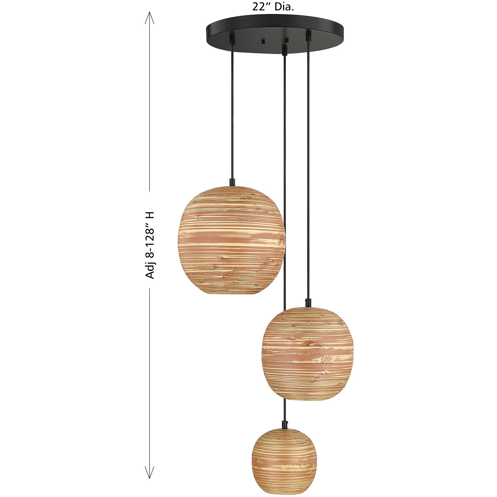 Pharr 3 Light 22 inch Matte Black Pendant Ceiling Light