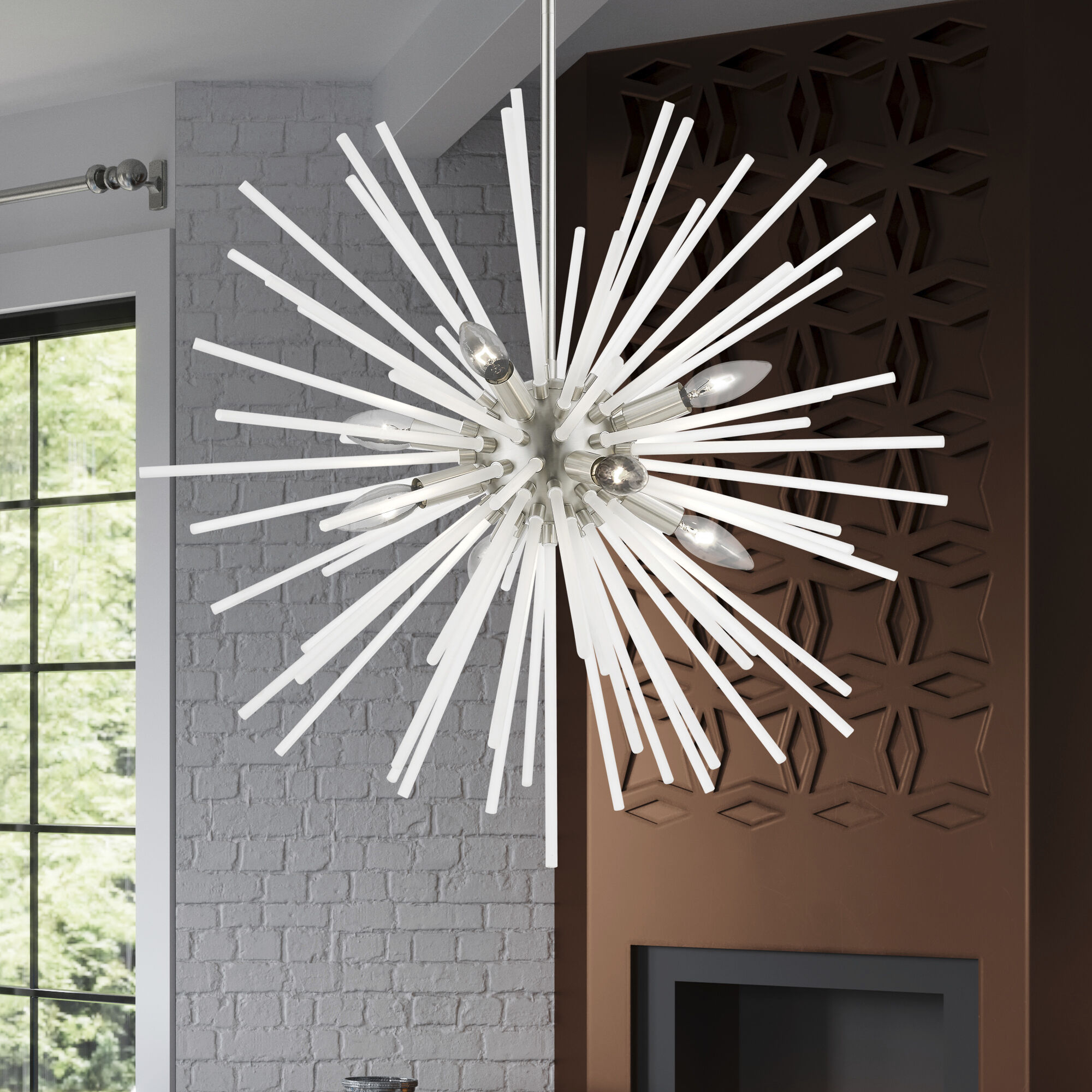 Uptown 8 Light 26 inch Brushed Nickel Pendant Chandelier Ceiling Light