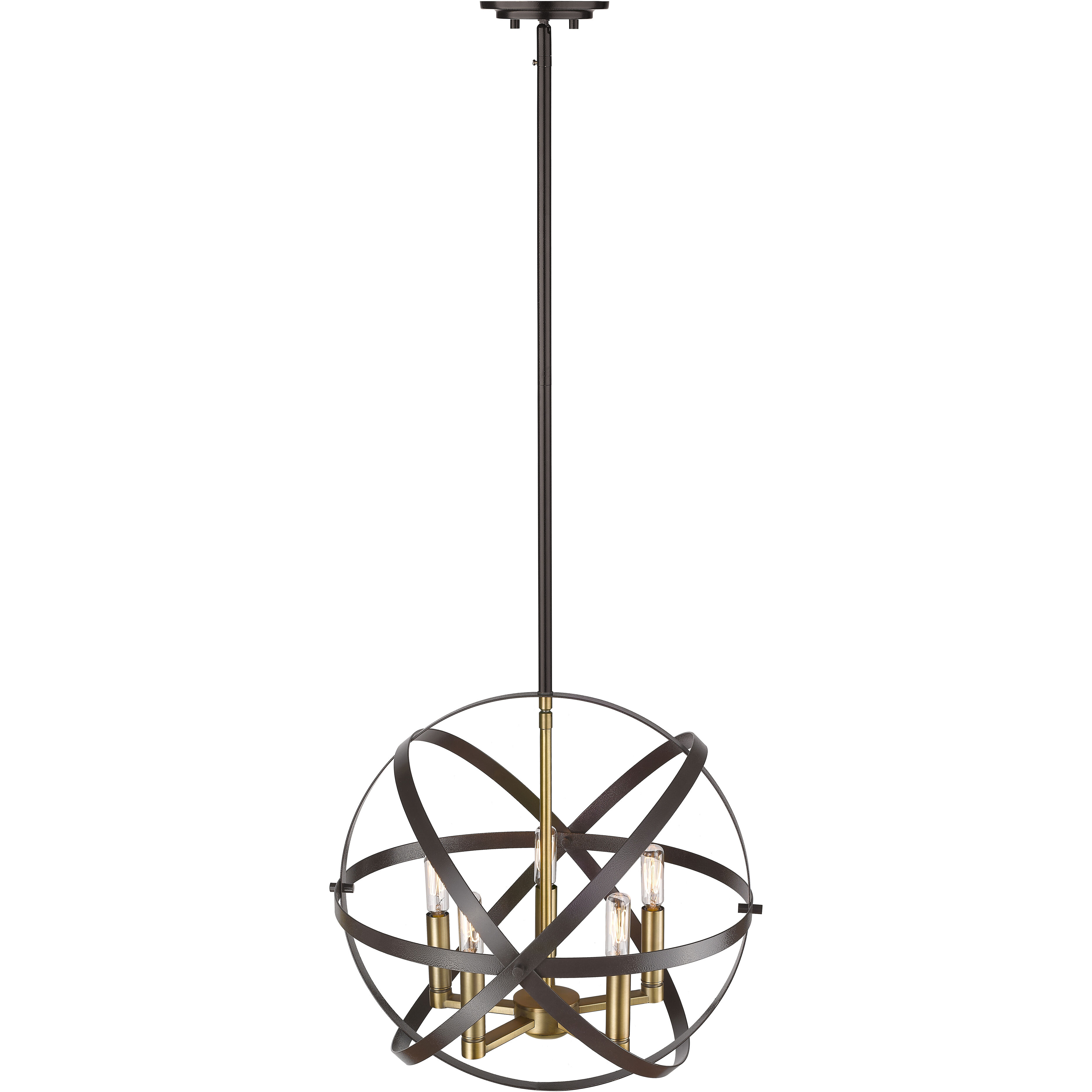 Cavallo 5 Light 18 inch Hammered Bronze and Olde Brass Pendant Ceiling Light