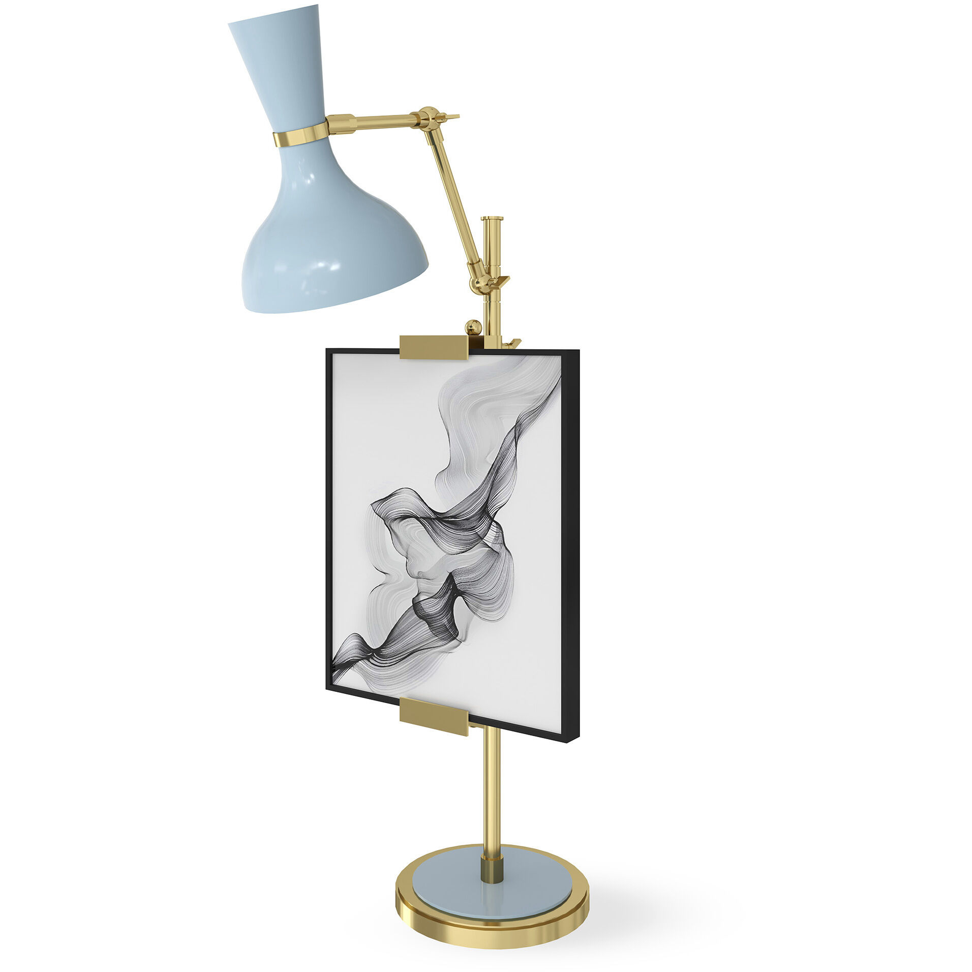 Clare Baby Blue with Modern Brass Table Easel
