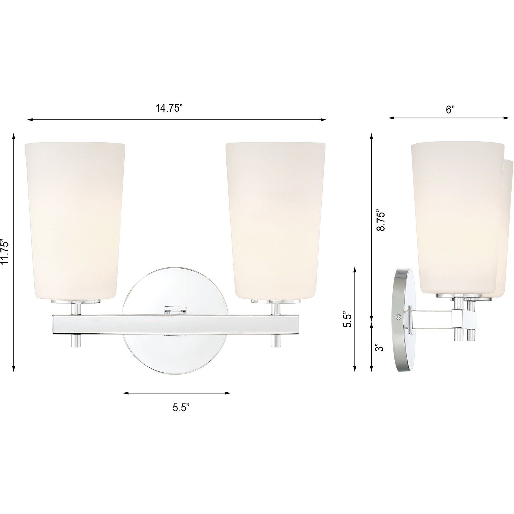 Colton Bathroom Vanity Light Wall Light in Polished Chrome