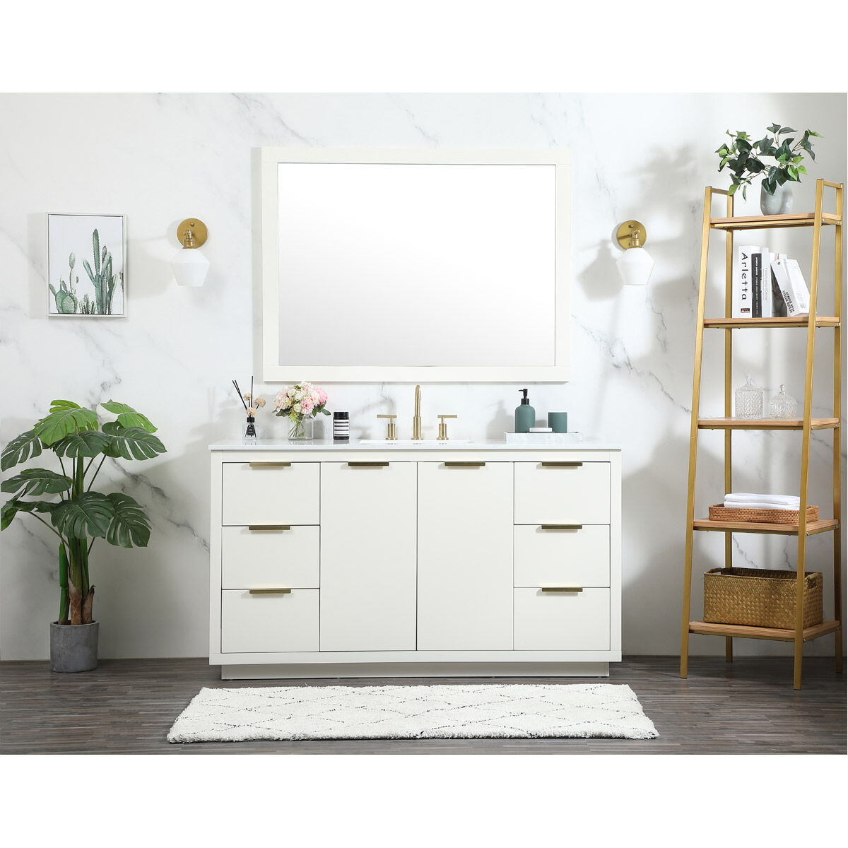 Blake 60 X 22 X 34 inch White Vanity Sink Set