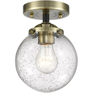 Nouveau Beacon 1 Light 6 inch Black Antique Brass Semi-Flush Mount Ceiling Light in Seedy Glass, Nouveau