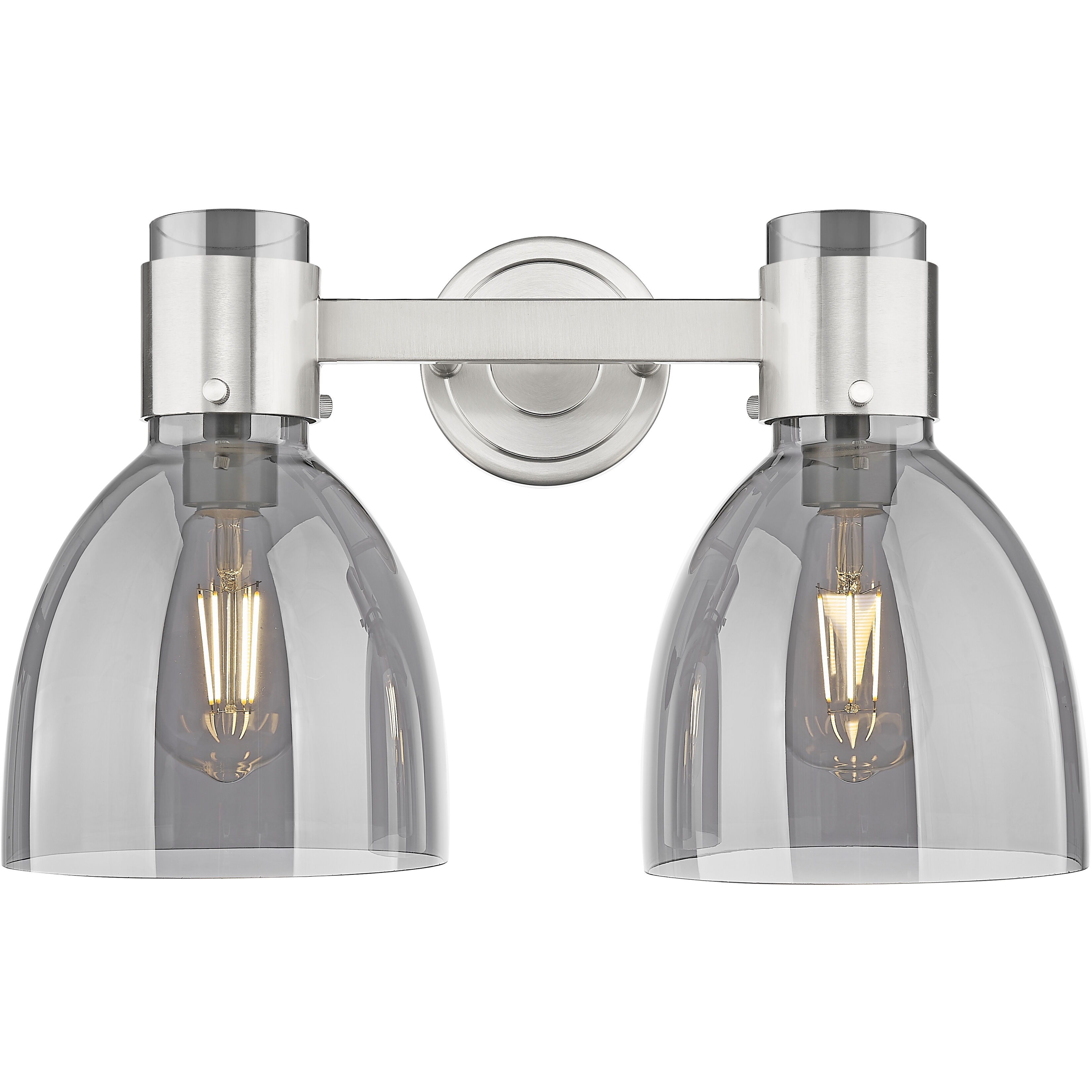 Lawton Bell 2 Light 15.5 inch Satin Nickel Bath Vanity Light Wall Light in Light Smoke Glass