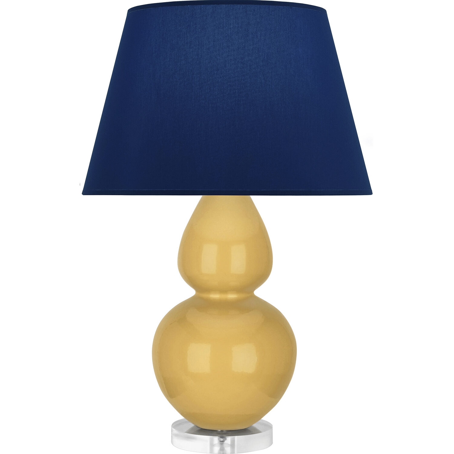 Double Gourd 30 inch 150 watt Sunset Glazed Ceramic with Lucite Base Table Lamp Portable Light in Sunset Yellow, Navy with Gray