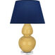 Double Gourd 30 inch 150 watt Sunset Glazed Ceramic with Lucite Base Table Lamp Portable Light in Sunset Yellow, Navy with Gray