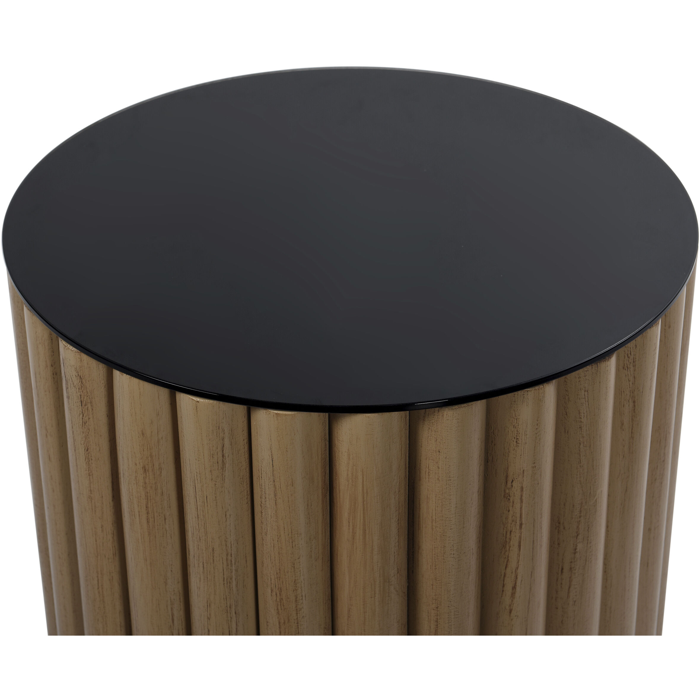 Fluted Barrel 17 inch Natural Stain Accent Table