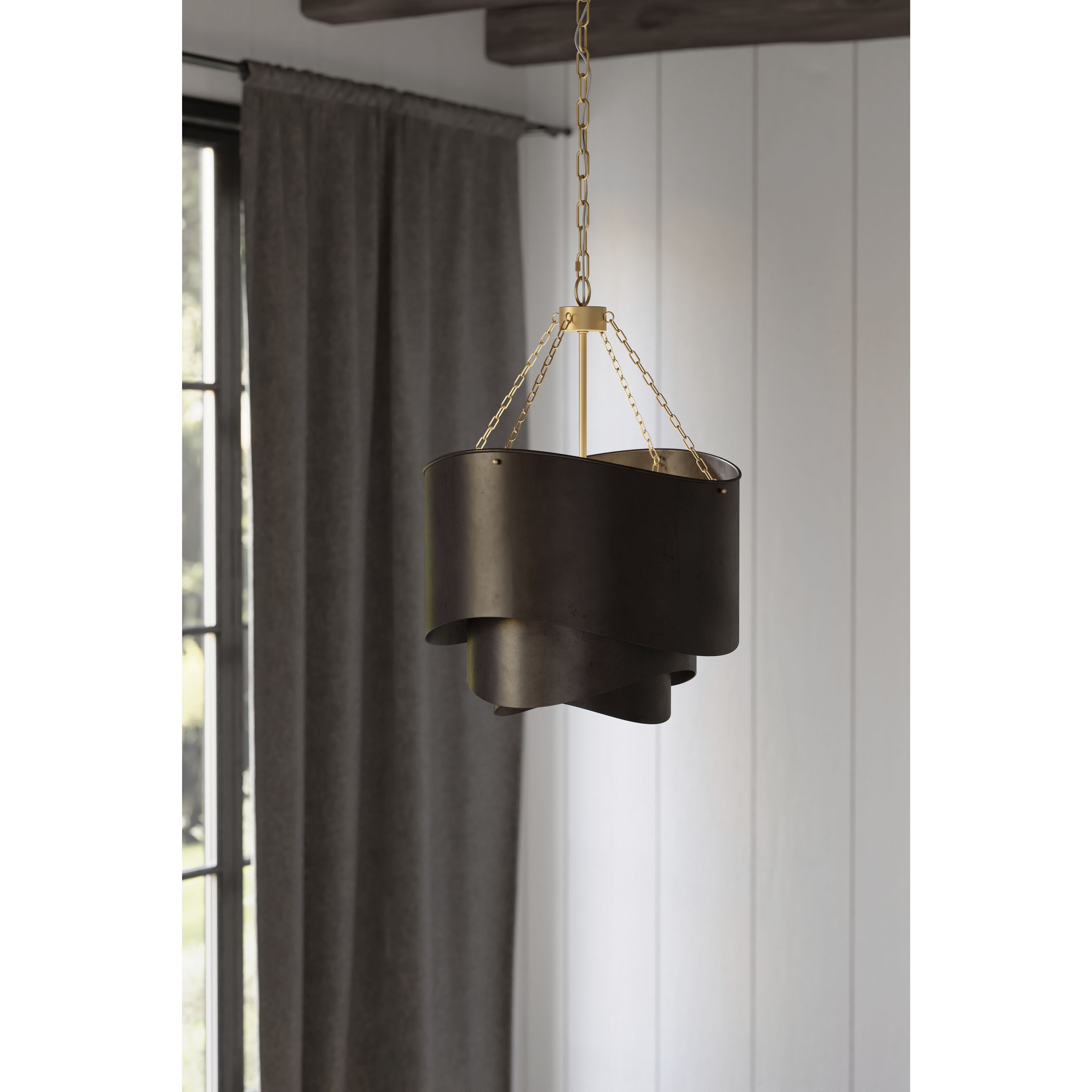 Zyra 3 Light 19 inch Legacy Brass and Dark Bronze Pendant Ceiling Light