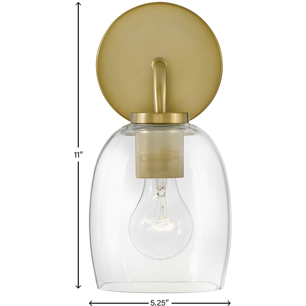 Percy LED 7.25 inch Lacquered Brass Bath Light Wall Light