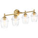 Summer Jazz 4 Light 32 inch Brushed Gold Vanity Light Wall Light